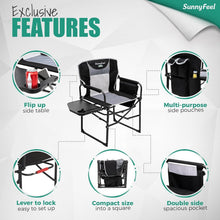 Load image into Gallery viewer, Portable Camping Directors Chair with Side Table - Ideal for Fishing &amp; Picnics