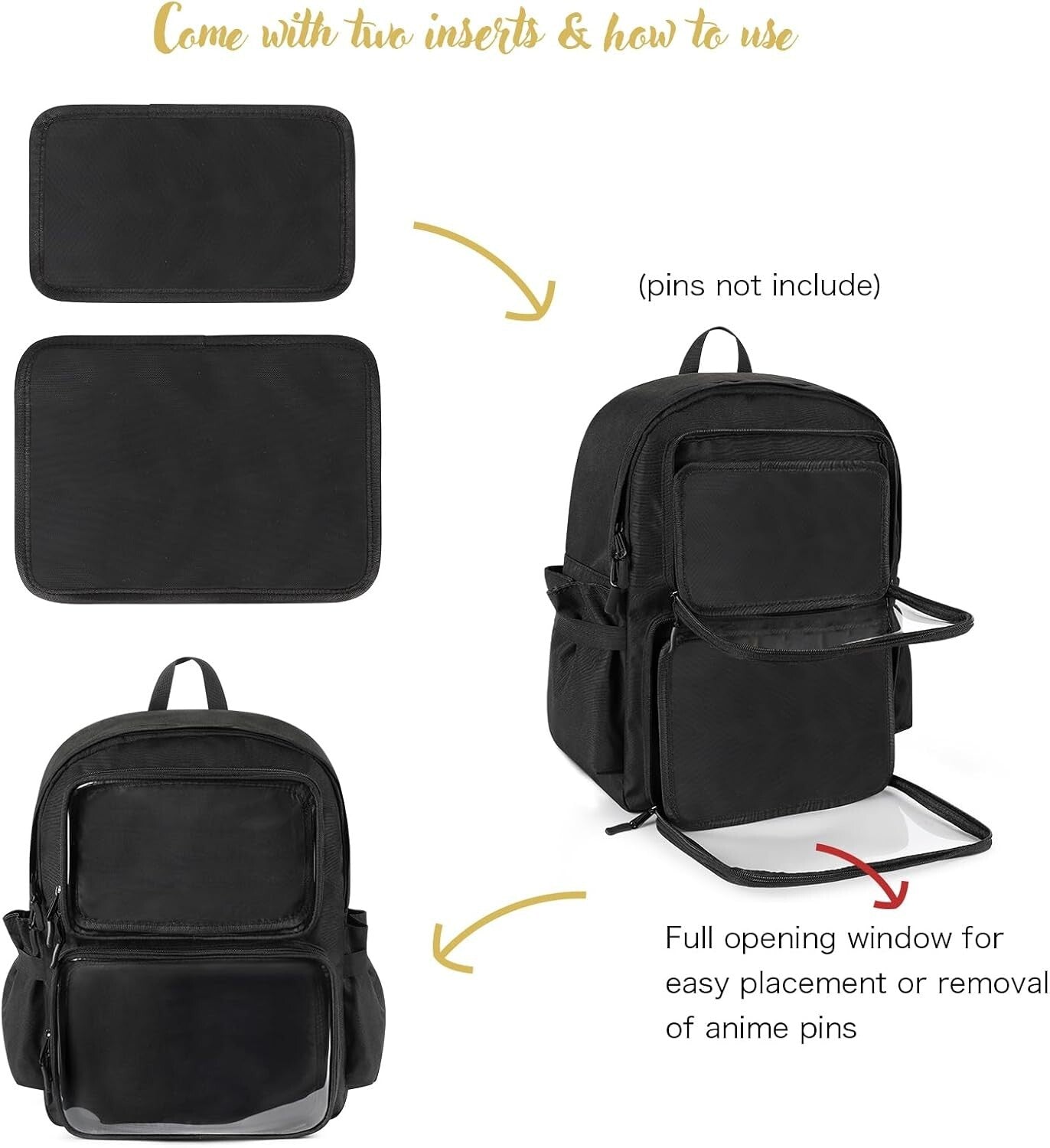 Fashionable Ita Bag Backpack with Clear Pin Insert - Ideal for Comic Con & More