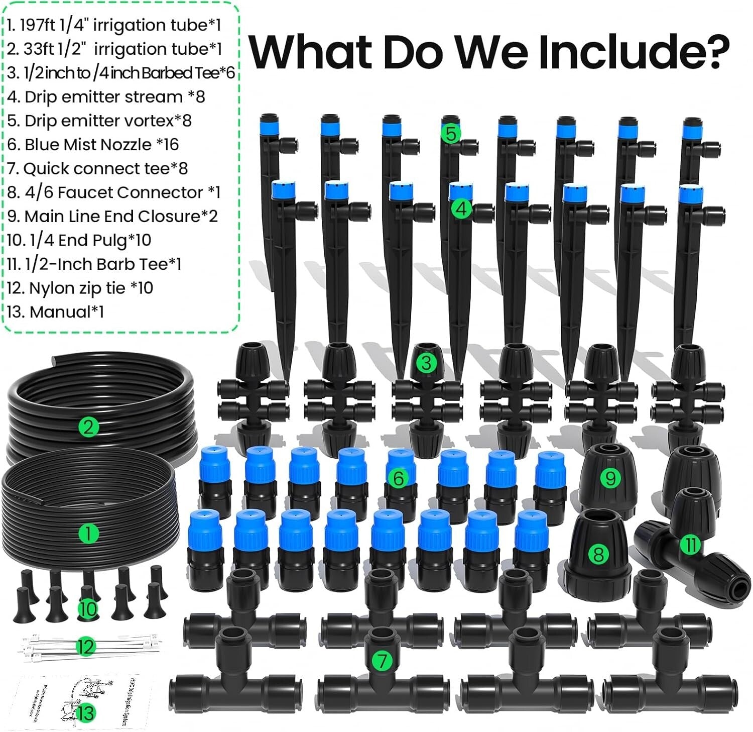 Efficient 230FT Garden Drip Irrigation Kit with Adjustable Emitters & Sprinklers