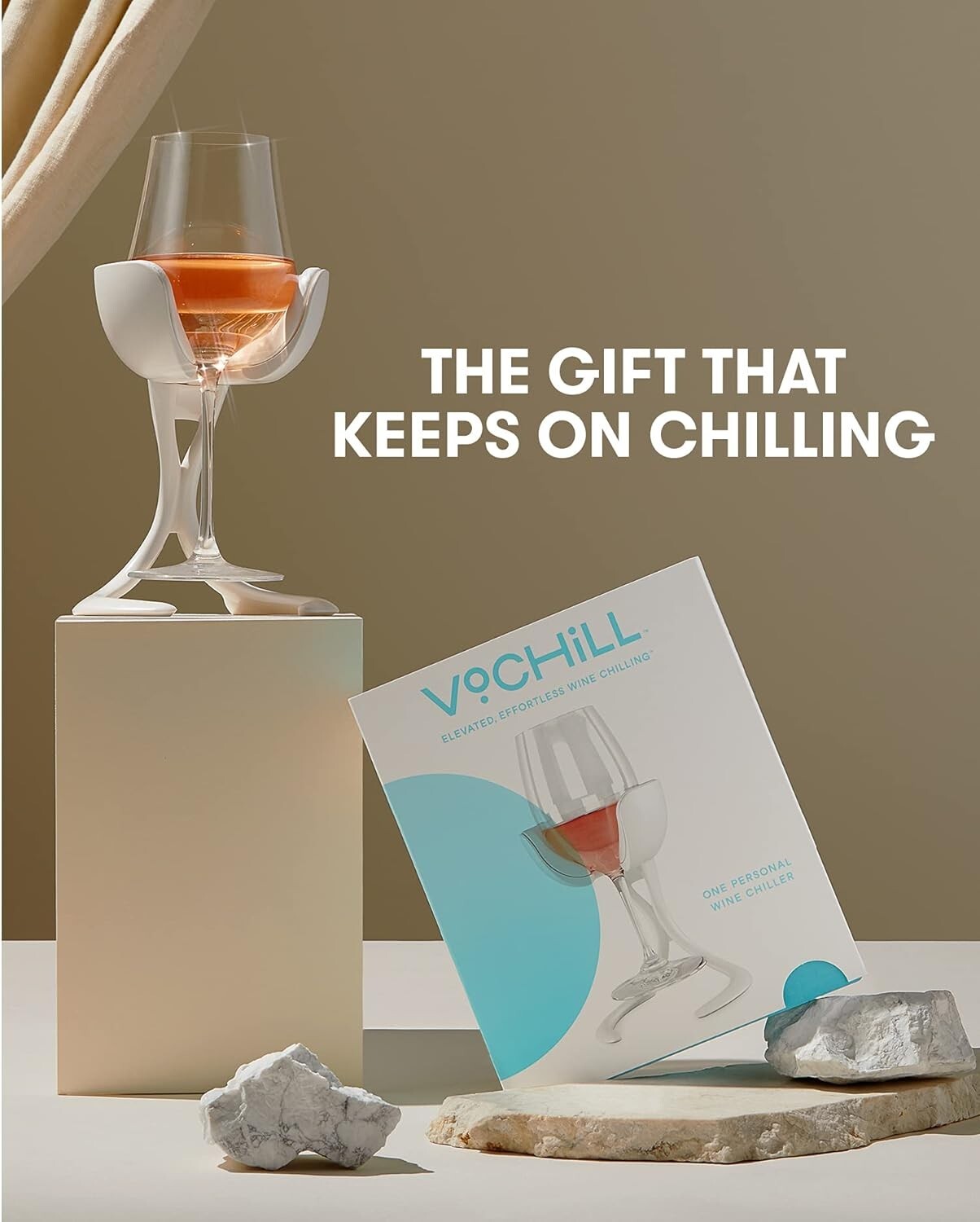 Chill Your Wine Effortlessly - Stemmed Glass Chiller in Elegant Stone Finish
