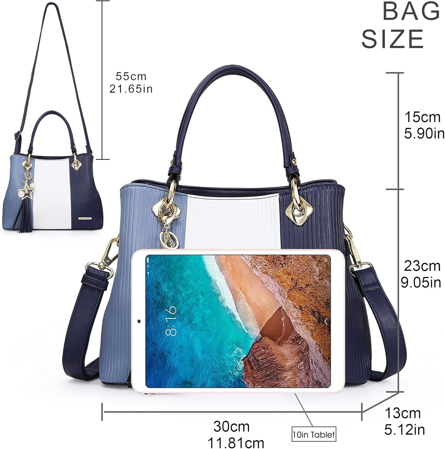 Elegant Women's Satchel - 8 Pockets, Quality PU Leather, Perfect for Gifting