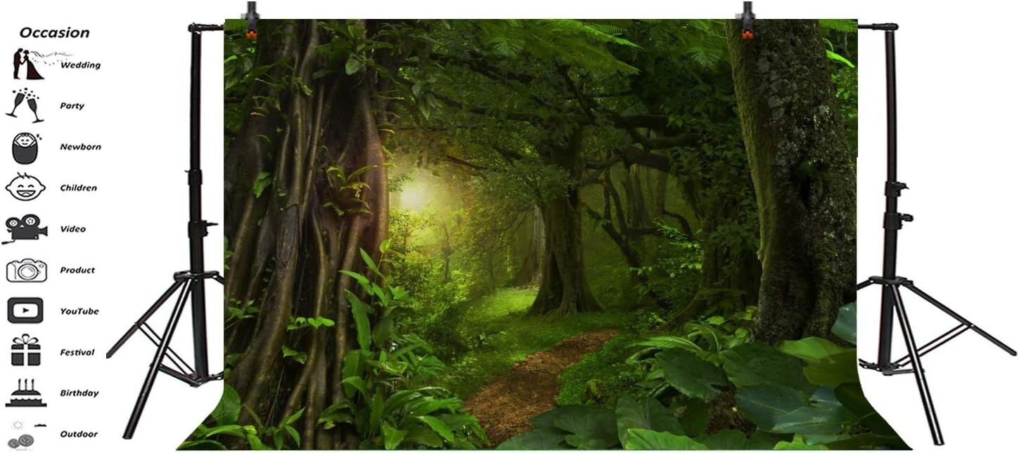 Vibrant 10x8ft Fairytale Jungle Backdrop – Ideal for Parties & Photography