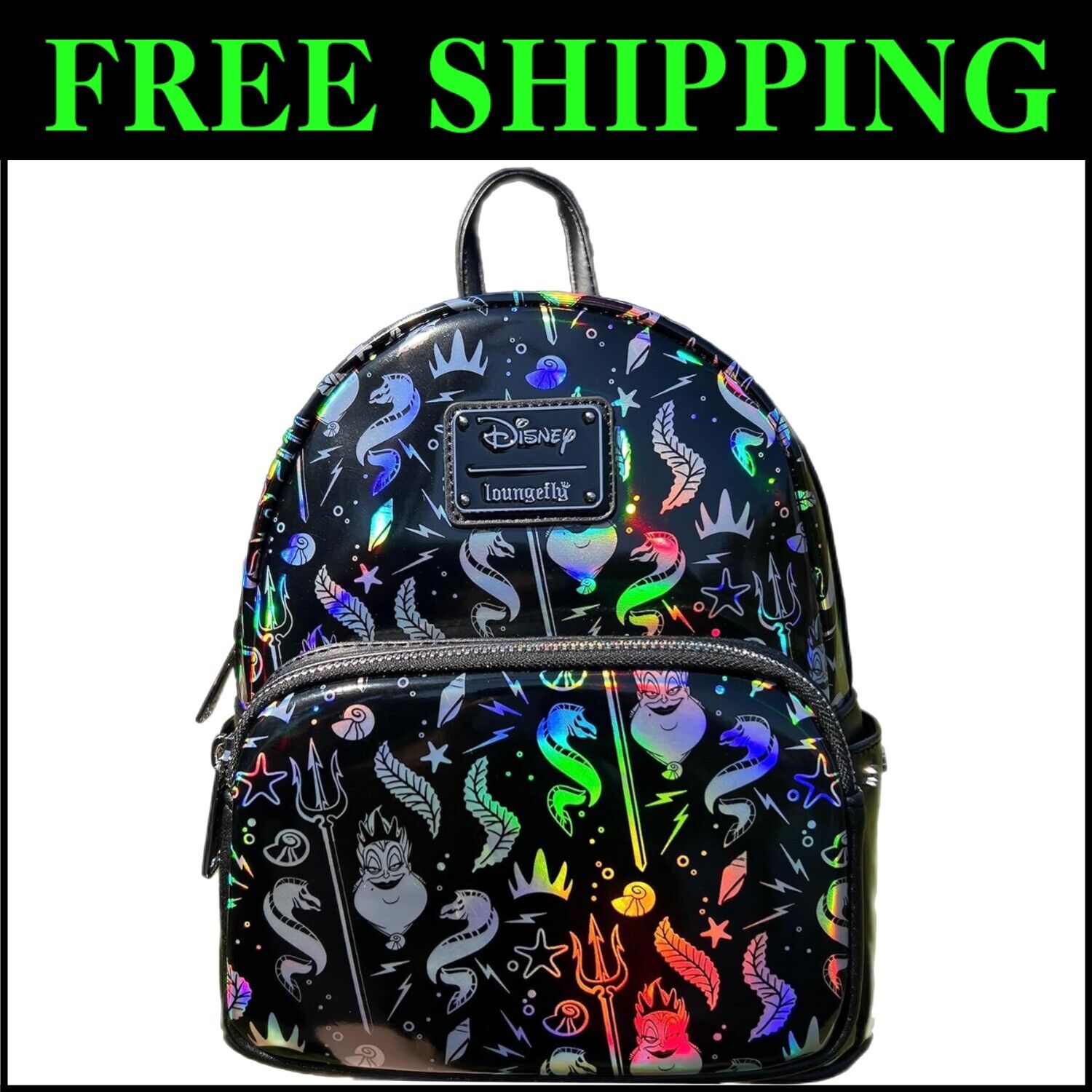 Disney Little Mermaid Ursula Mini Backpack with Adjustable Straps - 10.5 Inches
