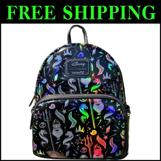 Disney Little Mermaid Ursula Mini Backpack with Adjustable Straps - 10.5 Inches