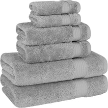 Load image into Gallery viewer, 6-Piece Bath Towel Set: Premium 600 GSM Absorbent Cotton Towels in Light Grey
