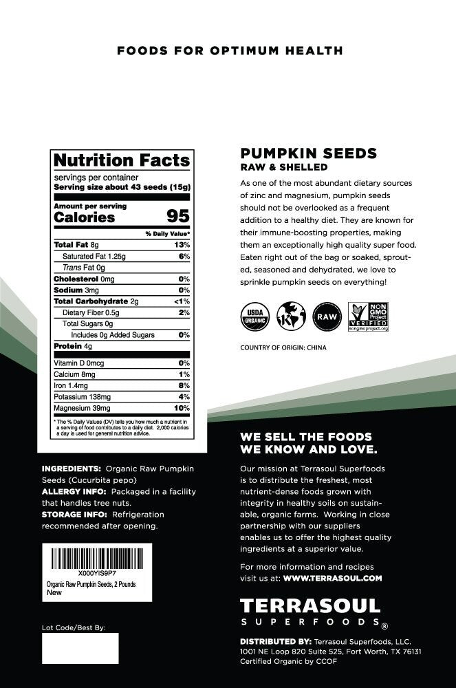 4 Lbs USDA Certified Organic Pumpkin Seeds - Healthy, Vegan Snack Choice