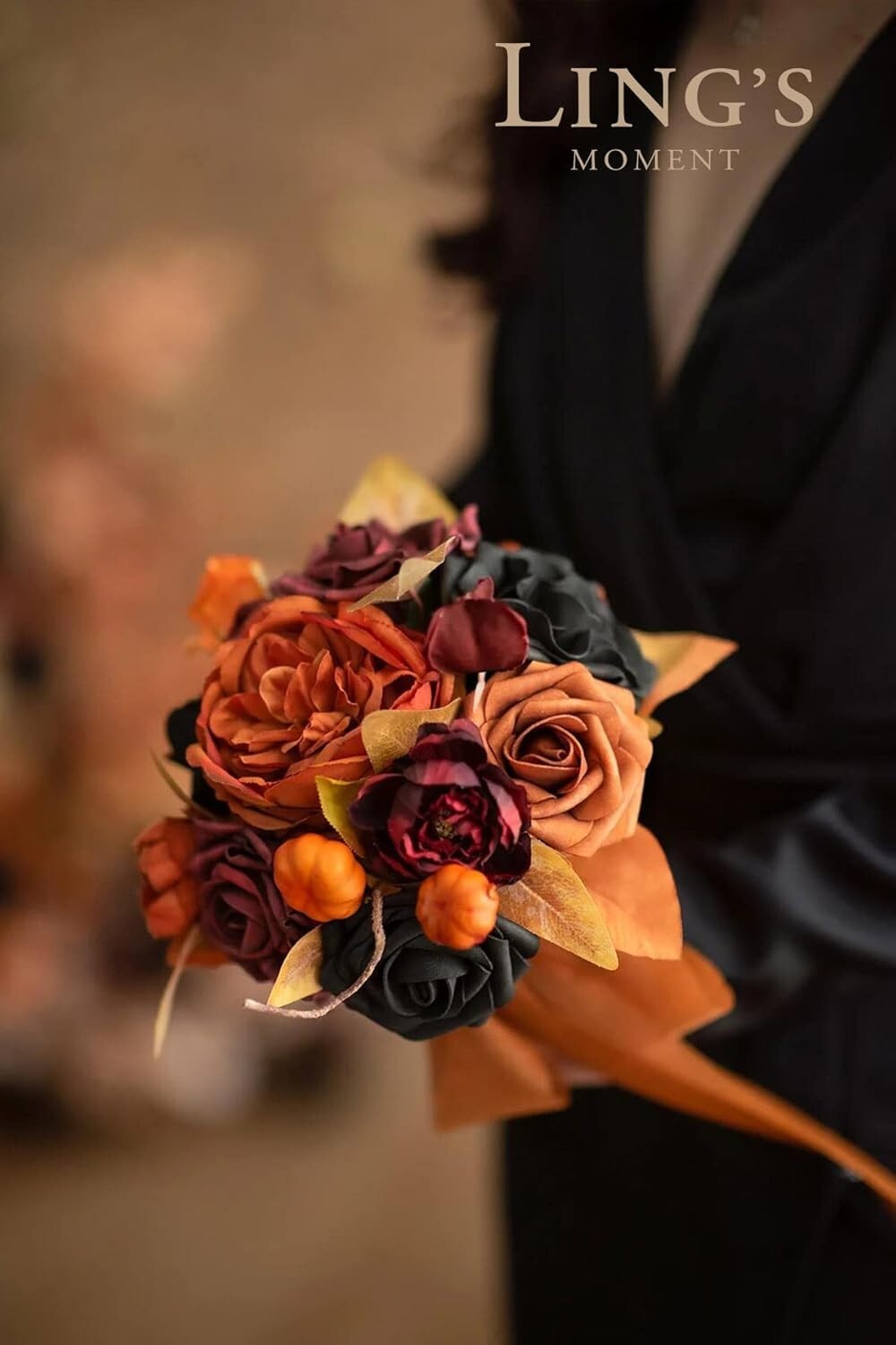 Realistic 50pcs Burnt Orange Artificial Roses – Perfect for DIY Bouquets