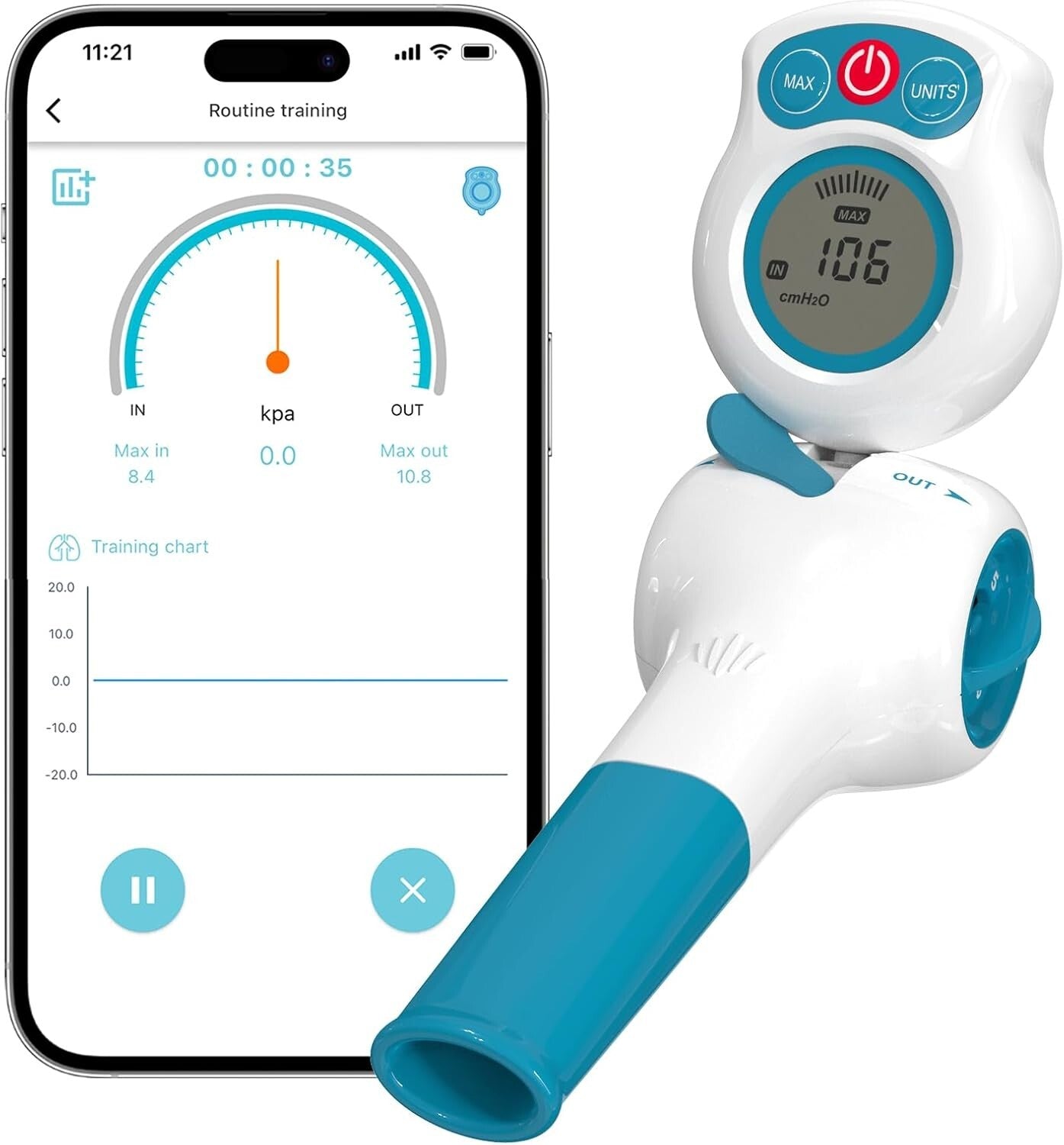 Breathing Trainer with Mobile App & Resistance Levels - Improve Lung Capacity