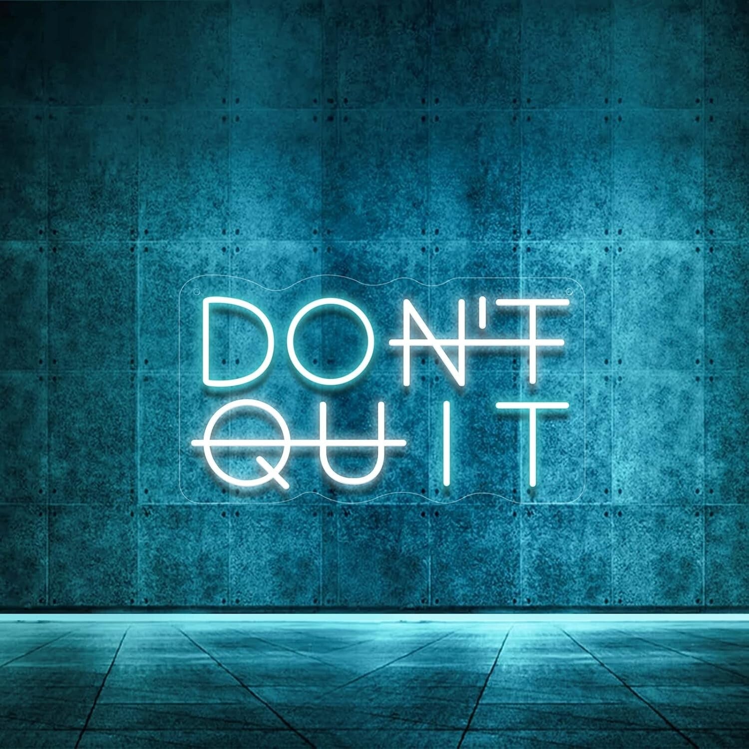 Blue & White LED Neon Sign - Landscape 'Don't Quit' Design for Stylish Homes