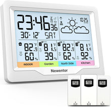 Load image into Gallery viewer, Wireless Weather Station with Dual Alarm and 3 Remote Sensors - Large Display