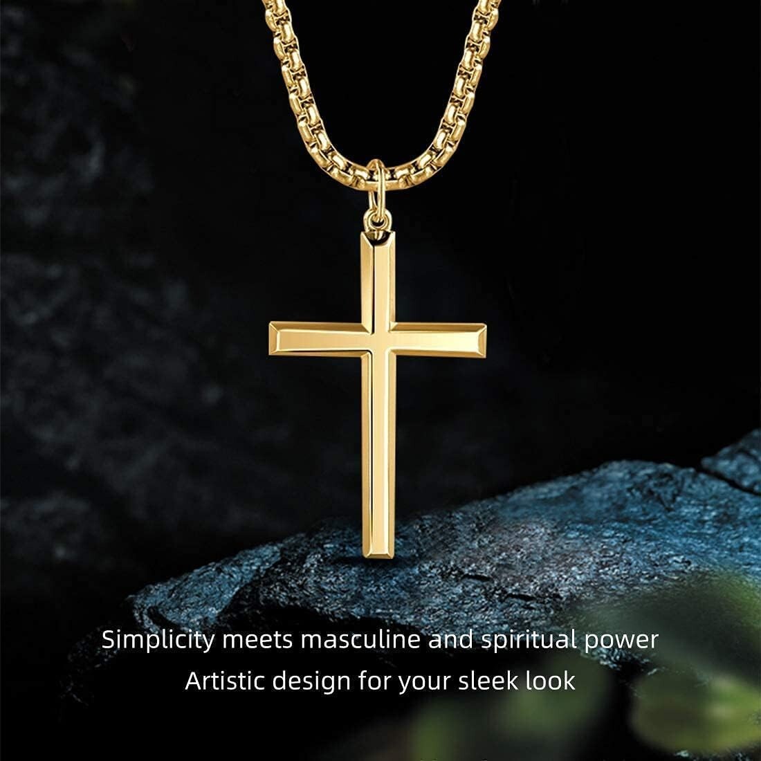 Durable Sterling Silver Cross Pendant Necklace for Faithful Men - Gift Ready