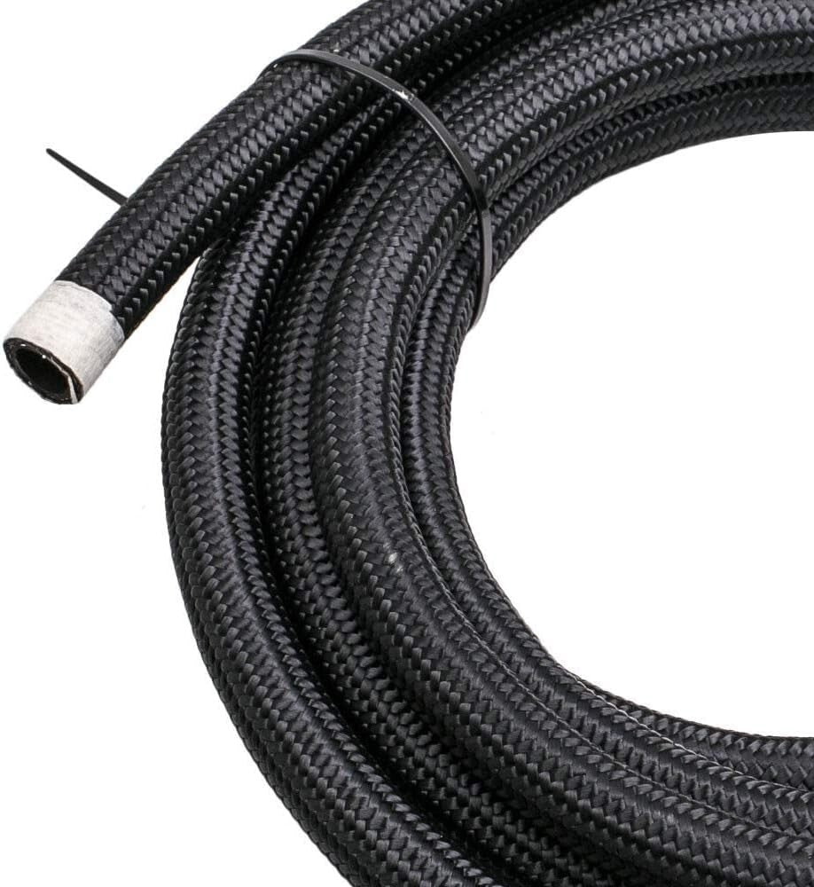 Durable 6AN 20FT Nylon Stainless Steel Braided Fuel Line with 10PCS Fittings