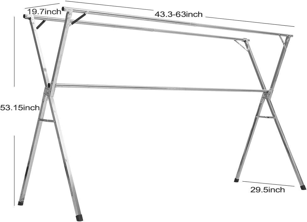 63-Inch Collapsible Heavy Duty Clothes Drying Rack for Indoor/Outdoor Use