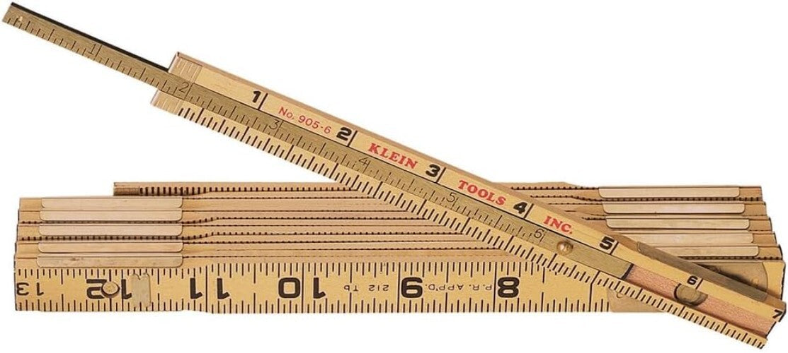 Klein 6-Foot Wood Folding Ruler with Engraved 1/16-Inch Measurements