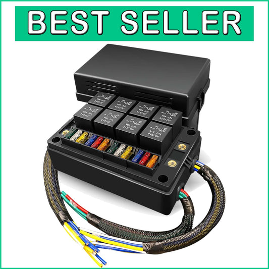 All-in-One Pre-Wired Relay Fuse Block with 8 Relays & 12 ATC Fuses for Vehicles