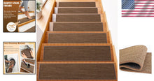 Load image into Gallery viewer, 15-Pack Machine Washable Stair Treads for Wooden Steps - Brown Comfort Solution