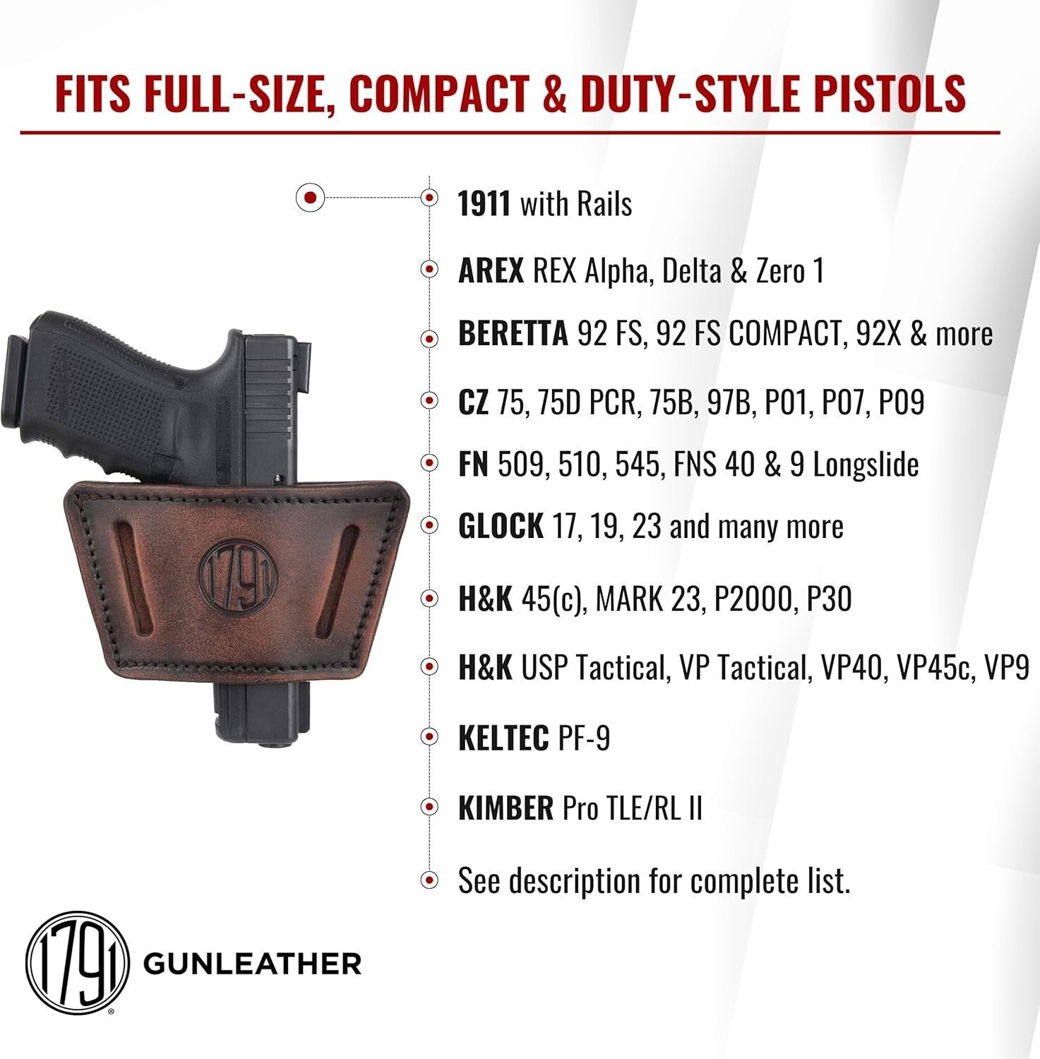 Comfortable CCW Gun Holster in 100% Leather - Quick Draw for Everyday Carry