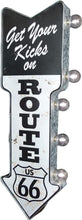 Load image into Gallery viewer, Battery-Powered Route 66 Marquee Sign with Vintage LED Bulbs – 26” x 3”