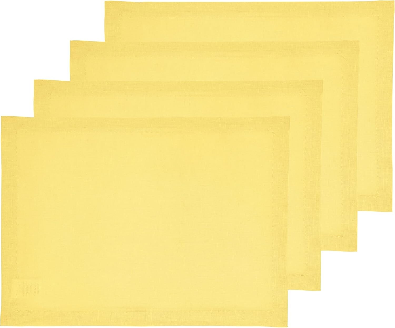 Cheerful Linen Placemats 14x19" in Sunshine Yellow - Machine Washable Set of 4