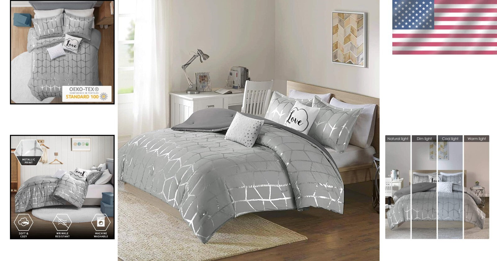 Trendy All-Season 5-Piece Comforter Set with Matching Shams & Decorative Pillows