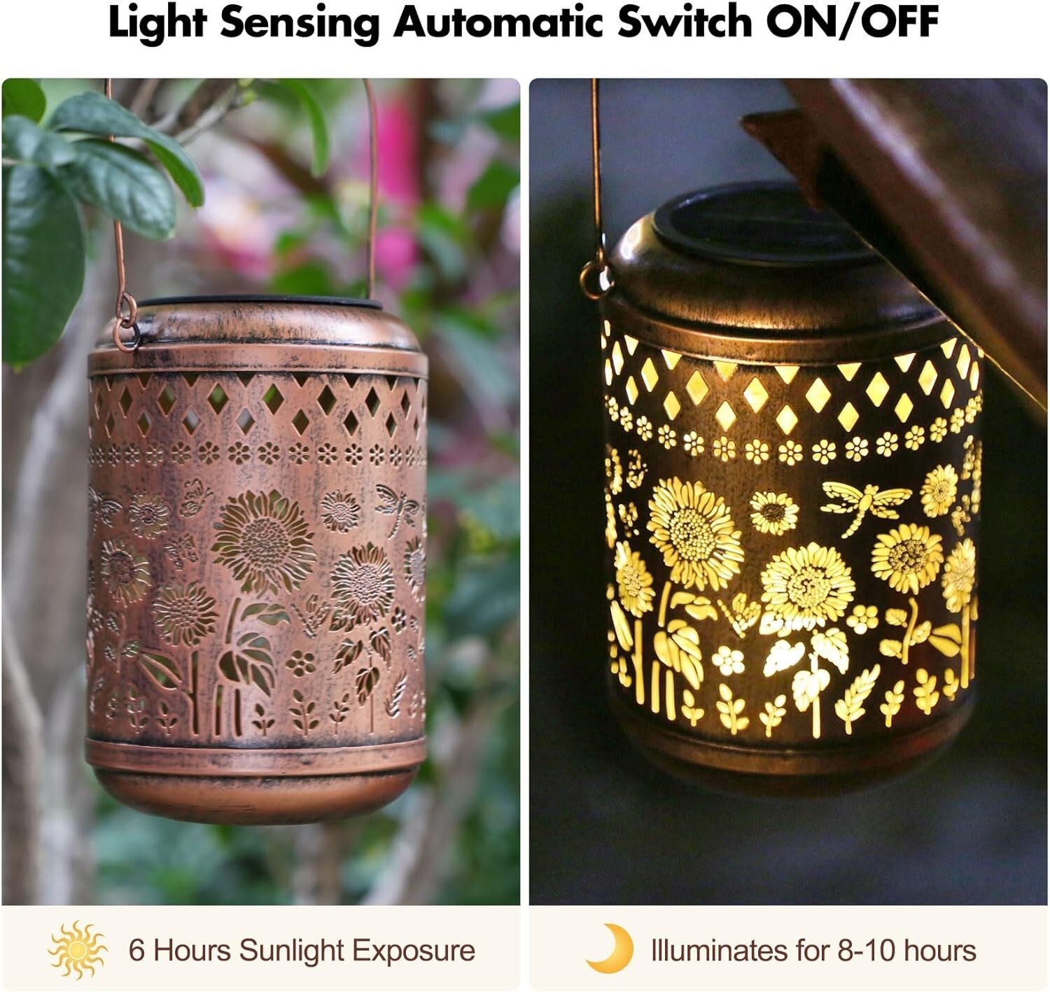 Durable Waterproof Sunflower Lanterns - 2-Pack LED Dragonfly Lights for Outdoors