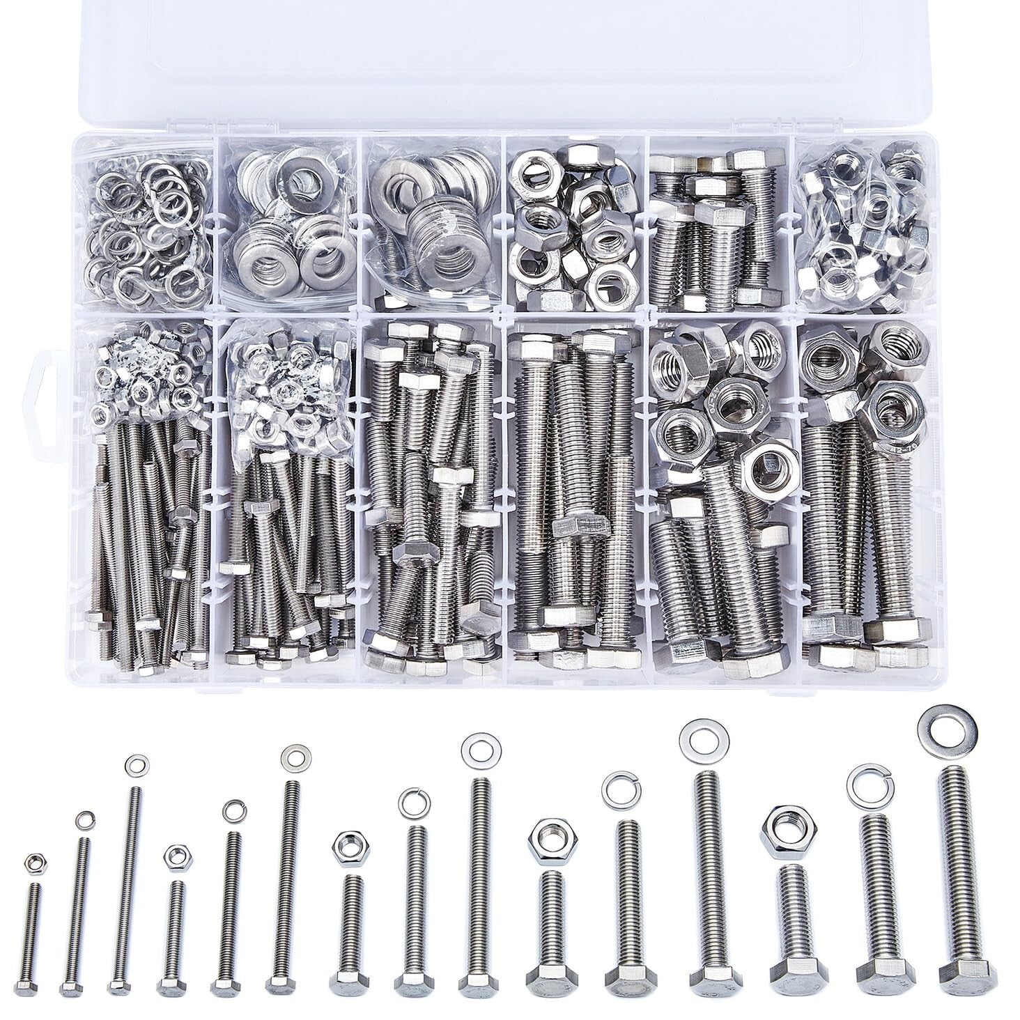Multi-size Metric Bolt and Nut Set - 608 Pcs M5/M6/M8/M10/M12 Precision Kit