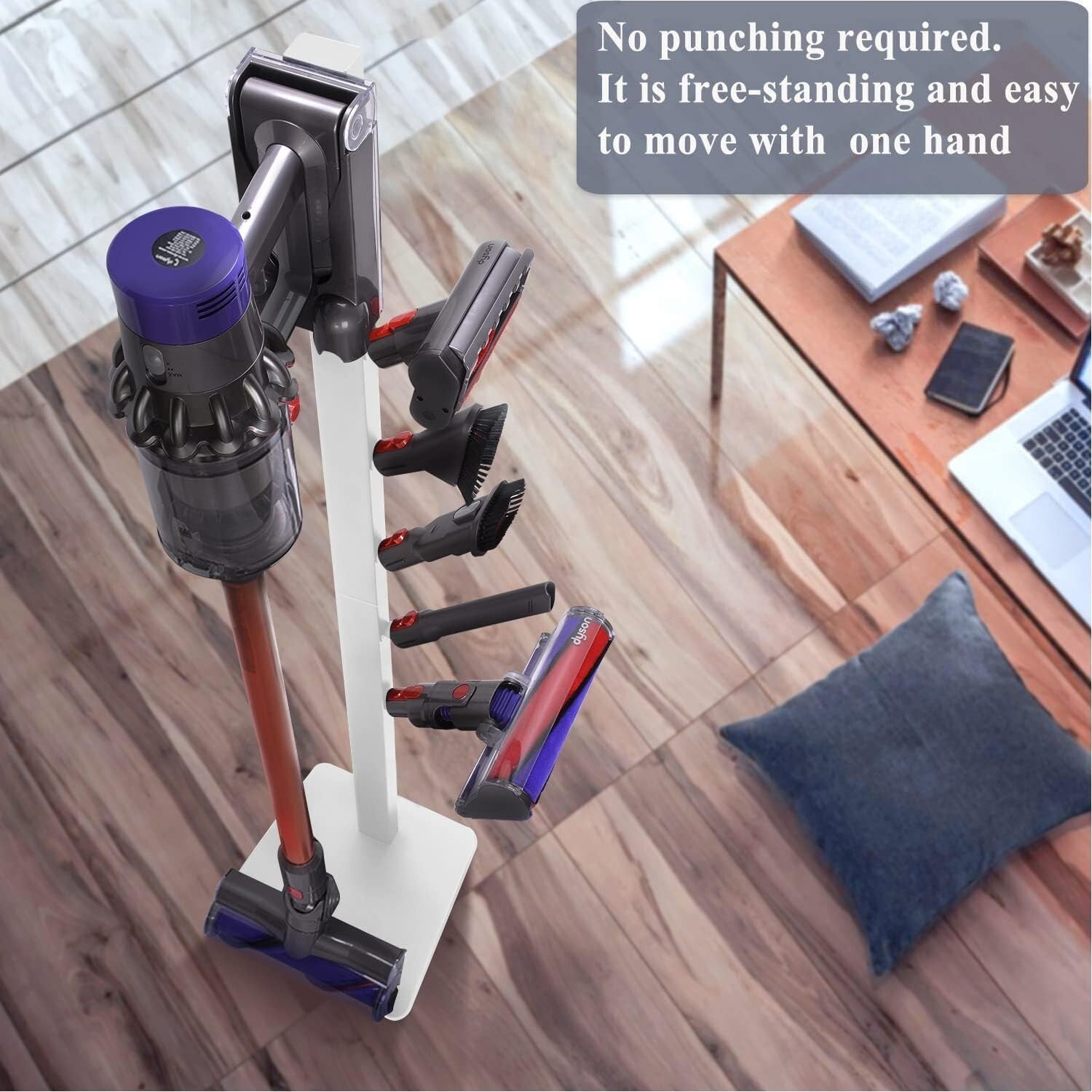 Durable Metal Organizer Rack with 5 Hooks for V-Series Cordless Vacuum Cleaners