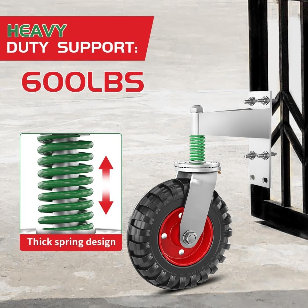 Effortless Installation 8-Inch Gate Caster - 360° Rotation with Spring Mechanism