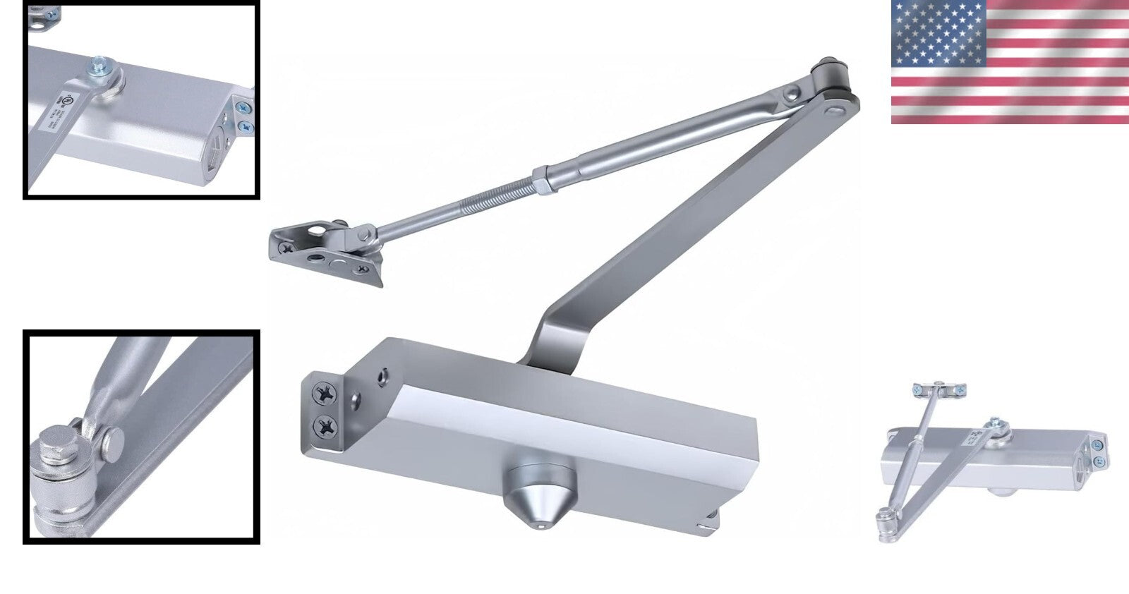 Adjustable Automatic Door Closer – Commercial Grade 3 Spring Hydraulic Silver