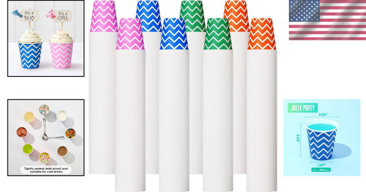 1000 Pack 5oz Eco-Friendly Multicolor Striped Paper Cups for Parties & Travel
