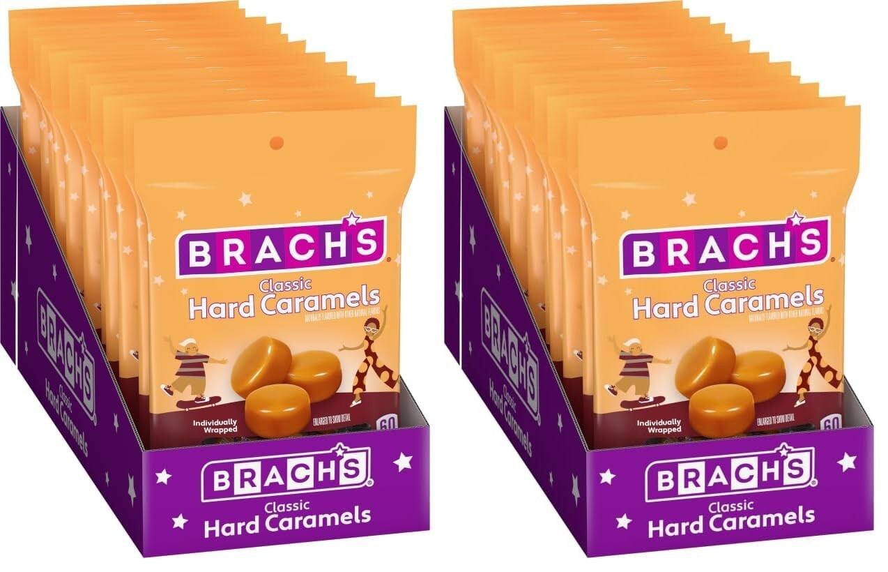 Caramel Flavored Nips Hard Candy - Individually Wrapped 3.25 oz, Pack of 24