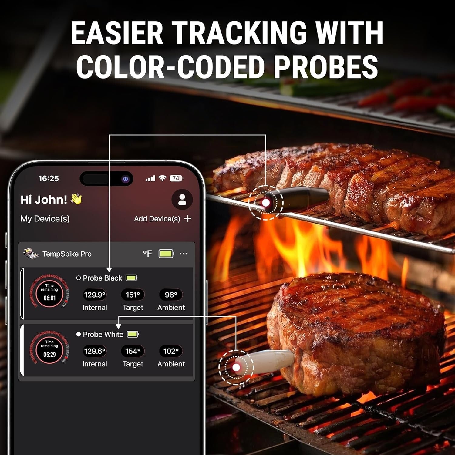 Gift-Ready Wireless Meat Thermometer with App Support & Long Battery Life