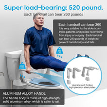 Load image into Gallery viewer, Heavy Duty, Foldable Toilet Rails for Elderly - Safety Assist up to 520 lbs