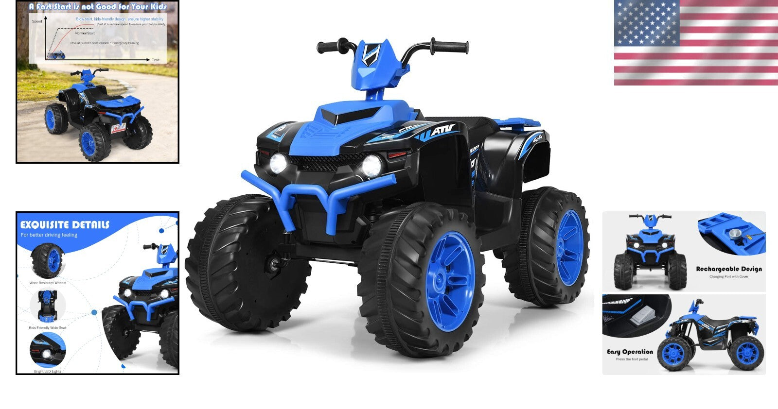 Durable Kids 12V Electric ATV with High/Low Speed, Horn & Music - Perfect Gift