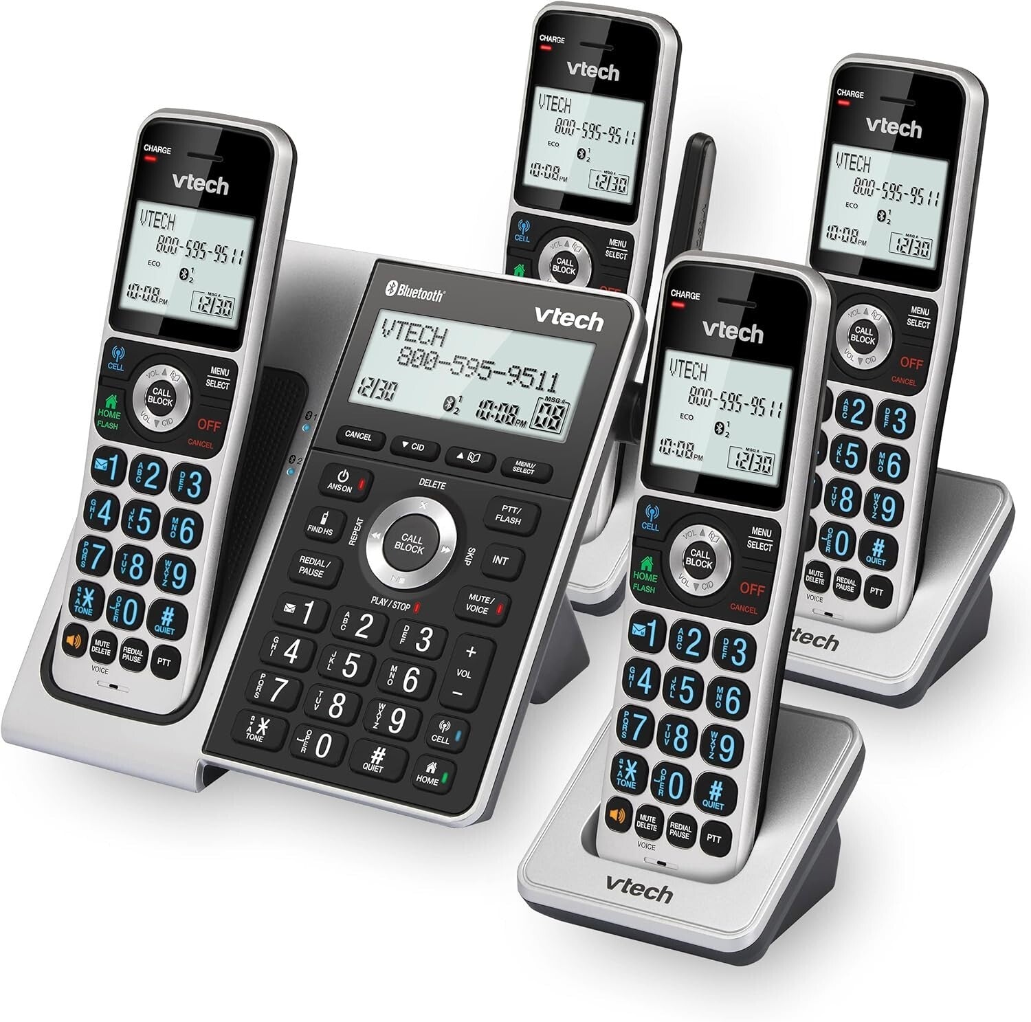 4-Handset Cordless Home Phone with Smart Call Blocker & Full Duplex Speakerphone