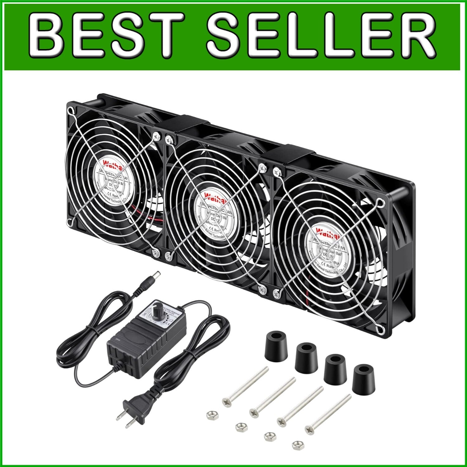 Compact 120mm x 38mm Exhaust Fan with Speed Controller, Ideal for Electronics