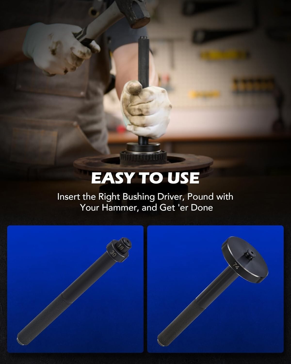 Universal Bushing Removal Tool Kit - 50 Discs, Heavy-Duty and Rust-Resistant