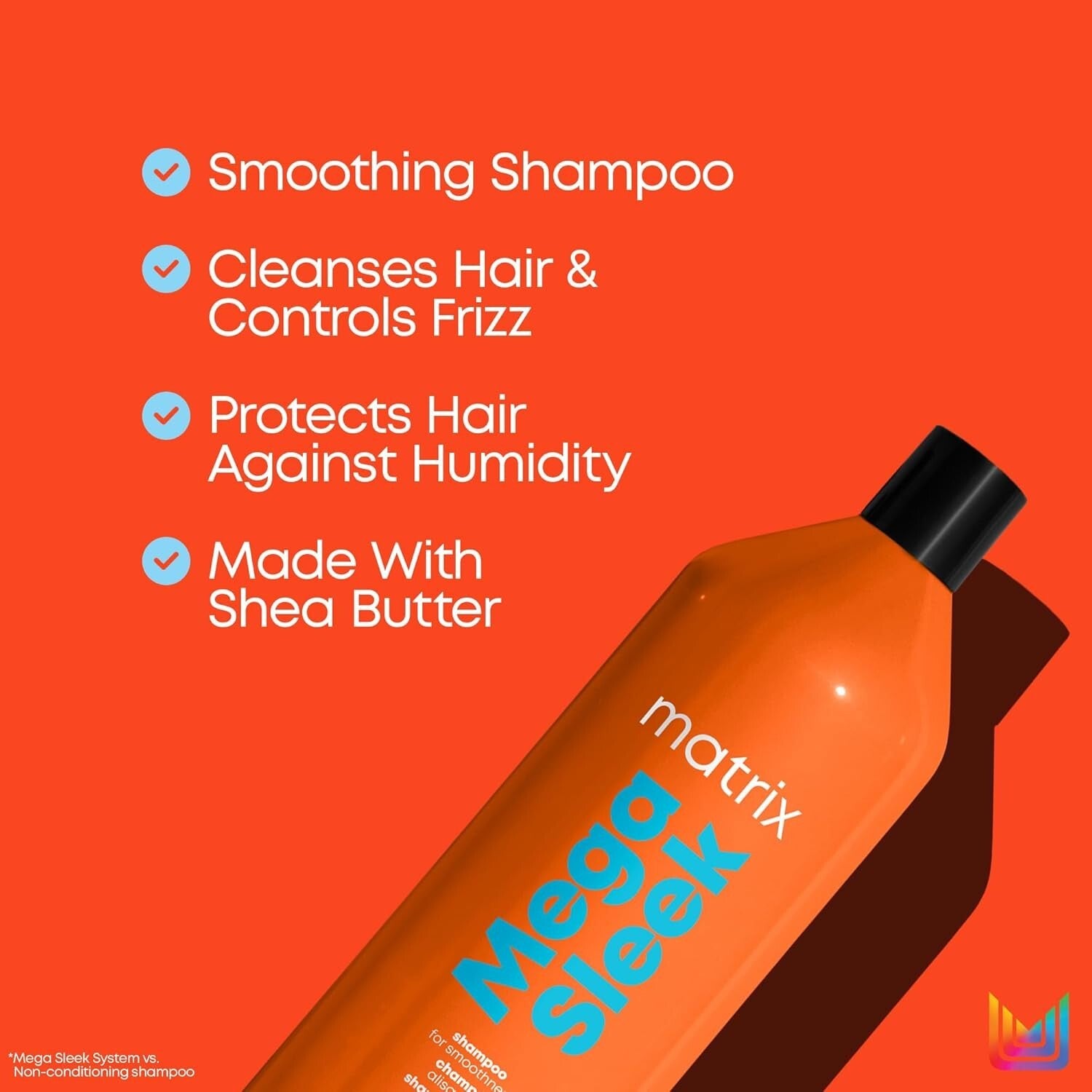 Salon Quality Mega Sleek Shampoo with Shea Butter for Damaged & Frizzy Hair
