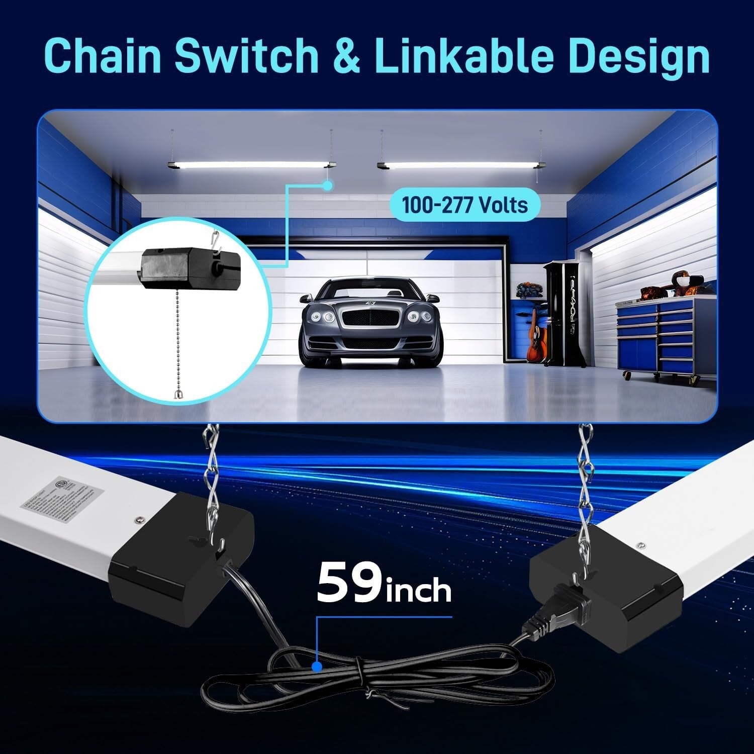 Energy-Efficient 4FT LED Utility Lights - Linkable & Easy Install for Workspaces