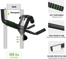Load image into Gallery viewer, Heavy-Duty Pull Up Bar with Suspension Straps – Fits All Doorways, 440 lbs Max