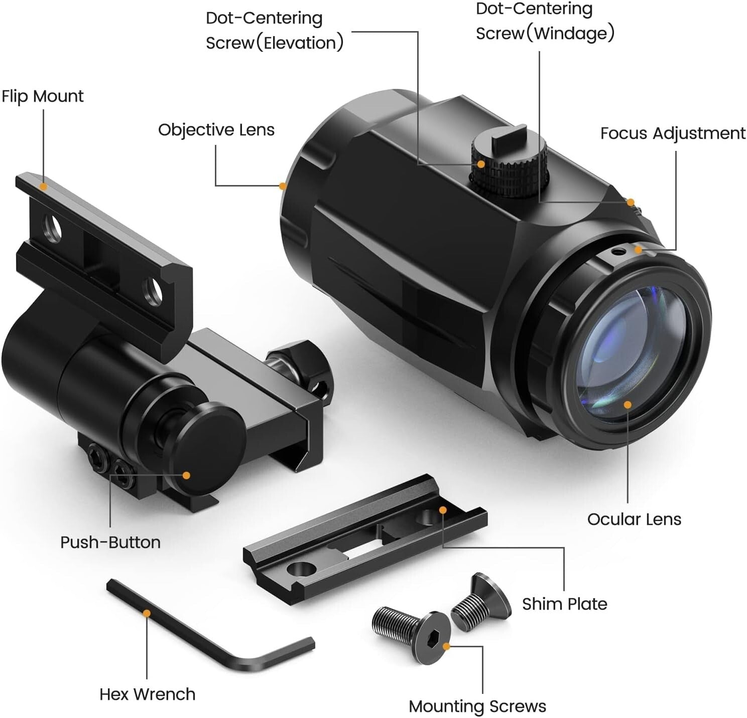Adjustable 3X Magnifier with Flip to Side Mount for Ultimate Shooting Control