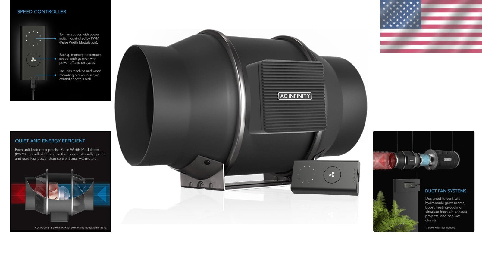 CLOUDLINE PRO S6: Quiet 6" Inline Duct Fan with Smart Speed Control