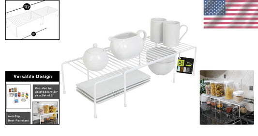 Expandable 6-Piece Metal Wire Storage Rack for Kitchen & Bathroom Organization