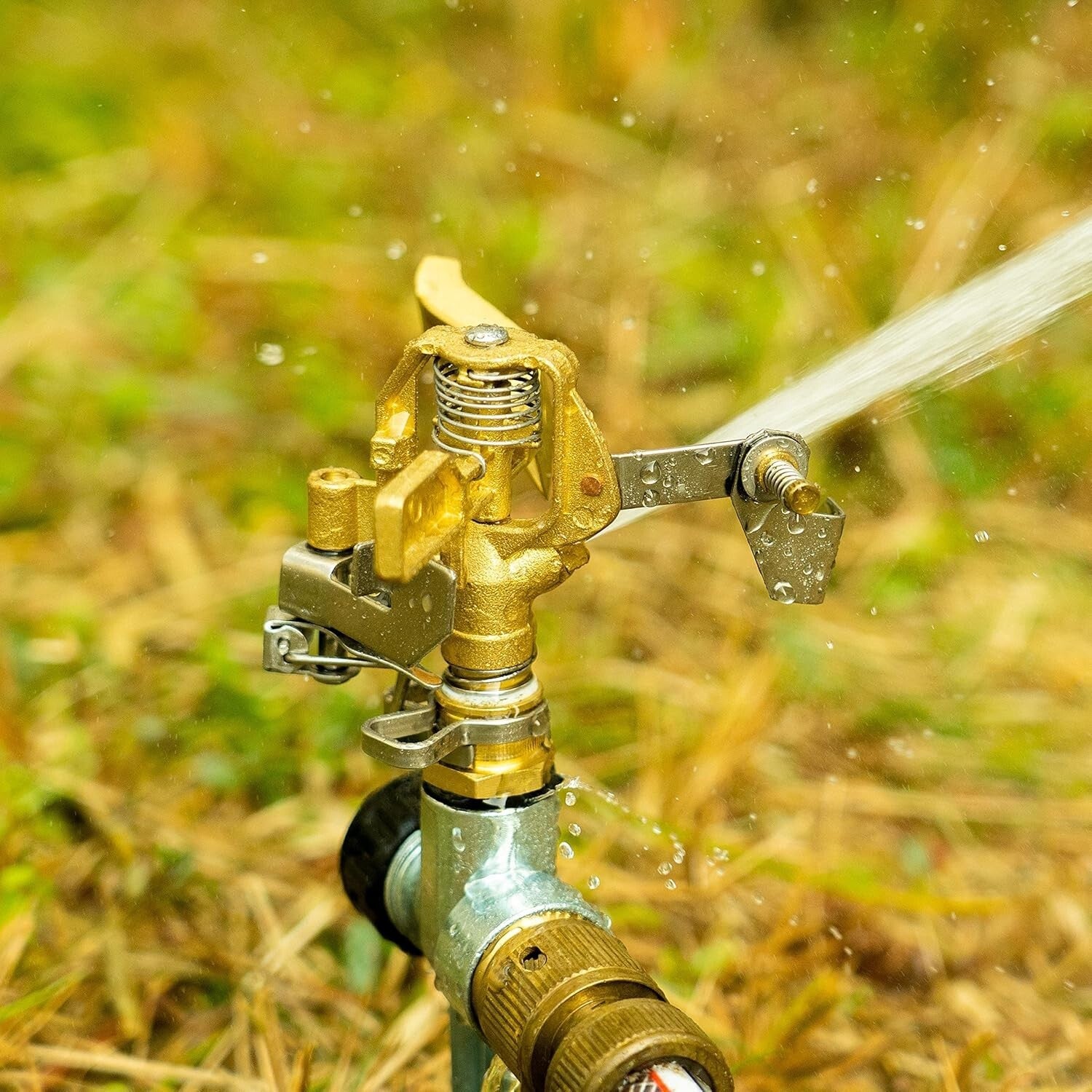 Adjustable 0-360 Degree Brass Impact Sprinkler - Perfect for Large Garden Spaces