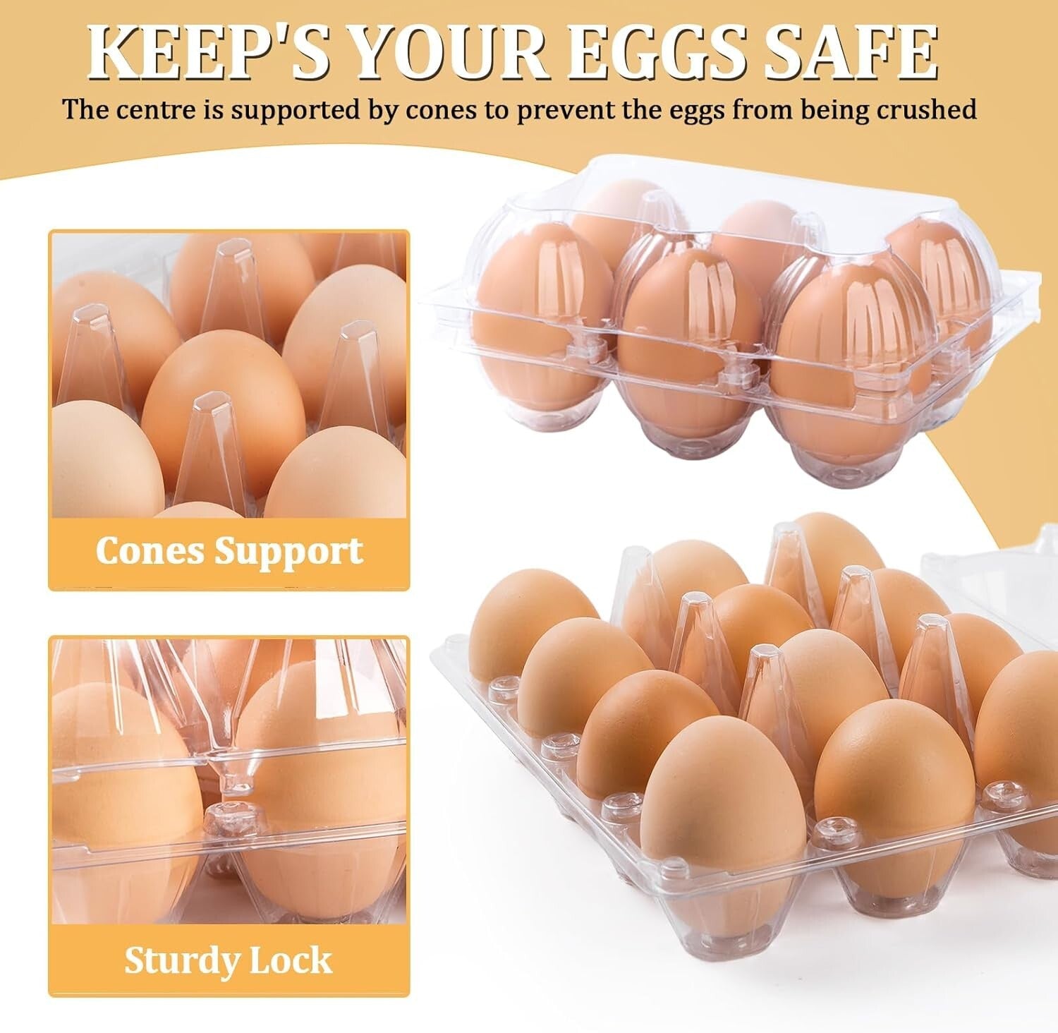 Lightweight 200 Count Clear Egg Cartons - Perfect for Farm Markets Display