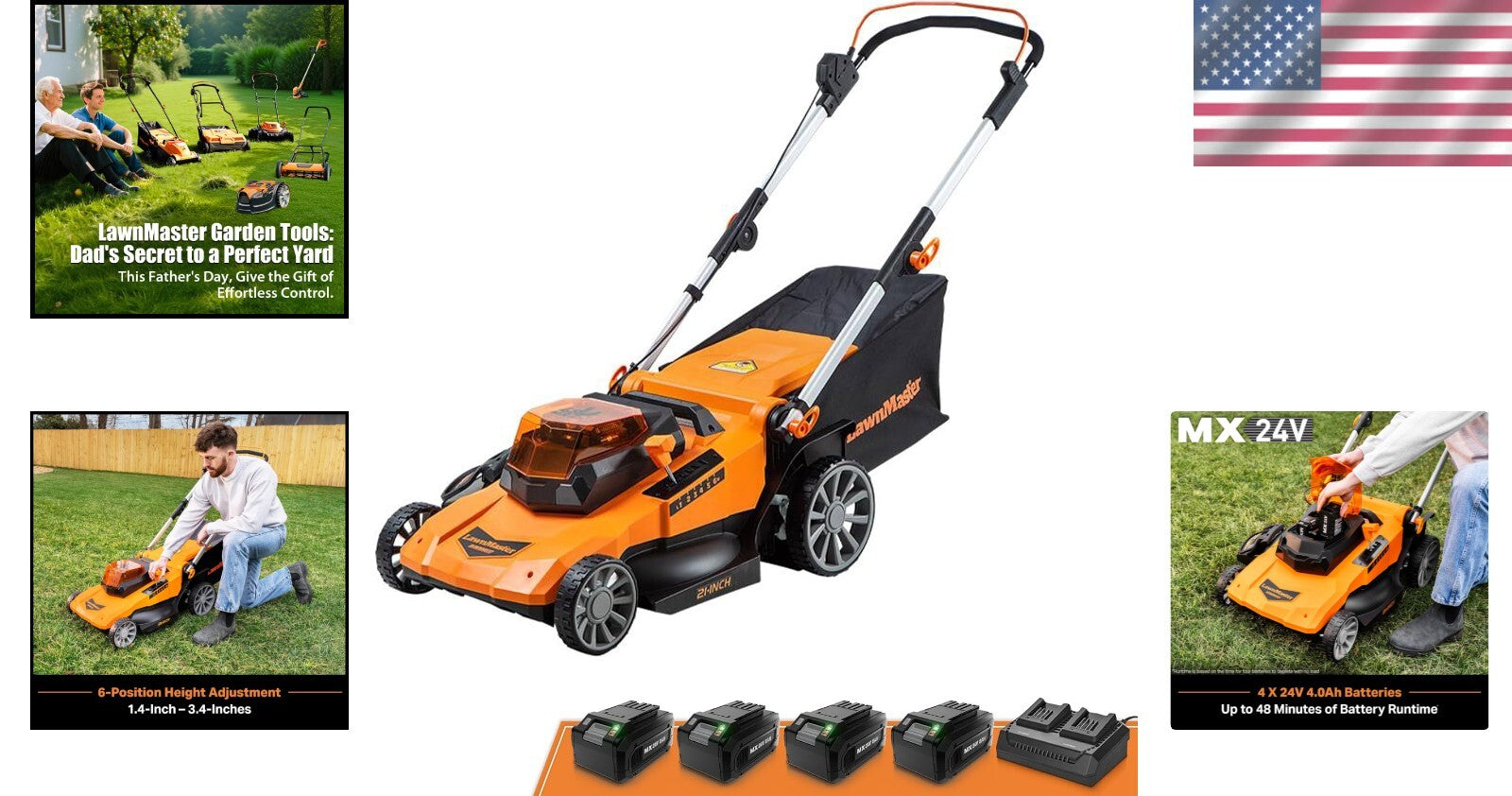 Compact Cordless Lawn Mower with 3-in-1 Function & Folding Handle for Storage