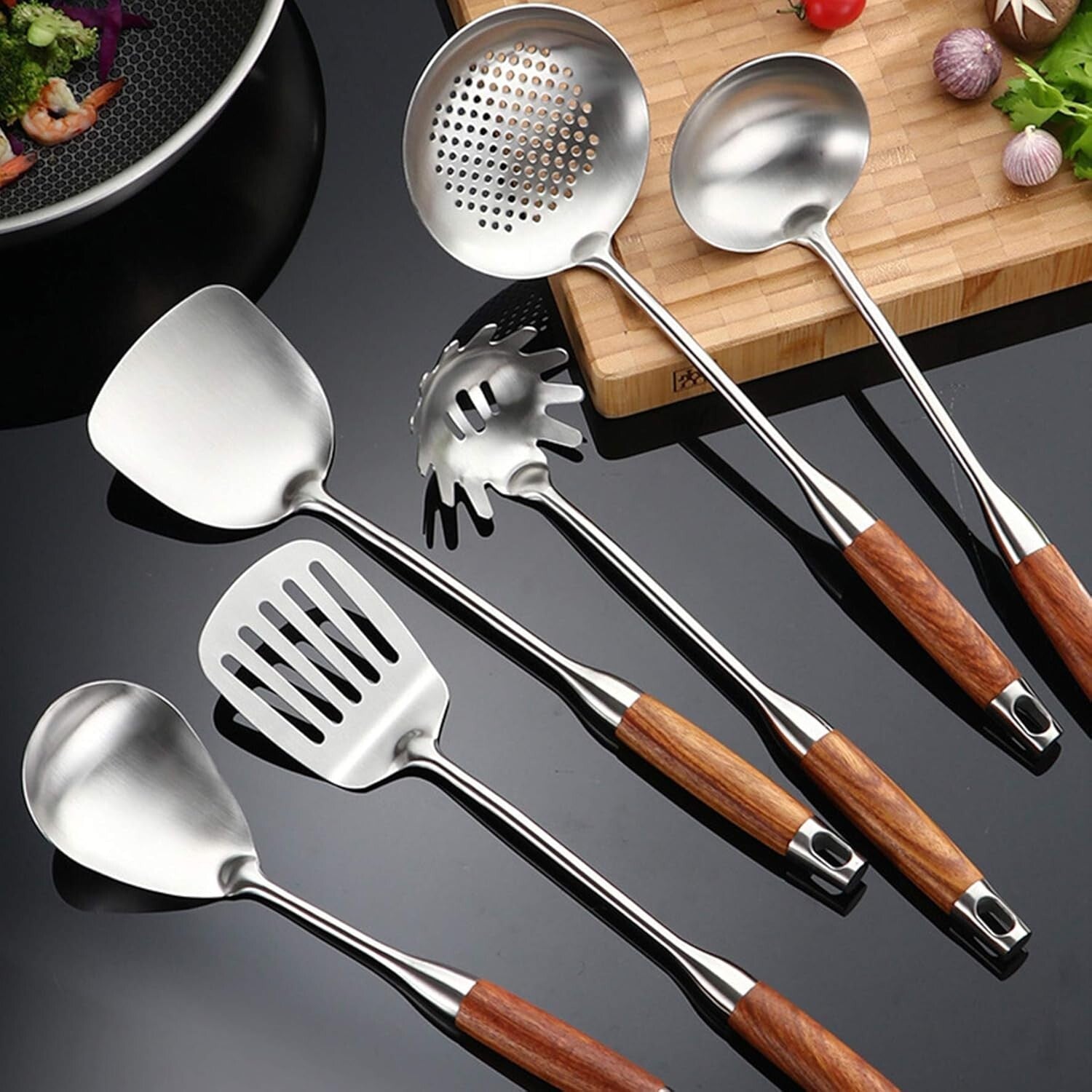 Complete 7-Piece Kitchen Utensils Set - Stainless Steel & Heat-Resistant Design