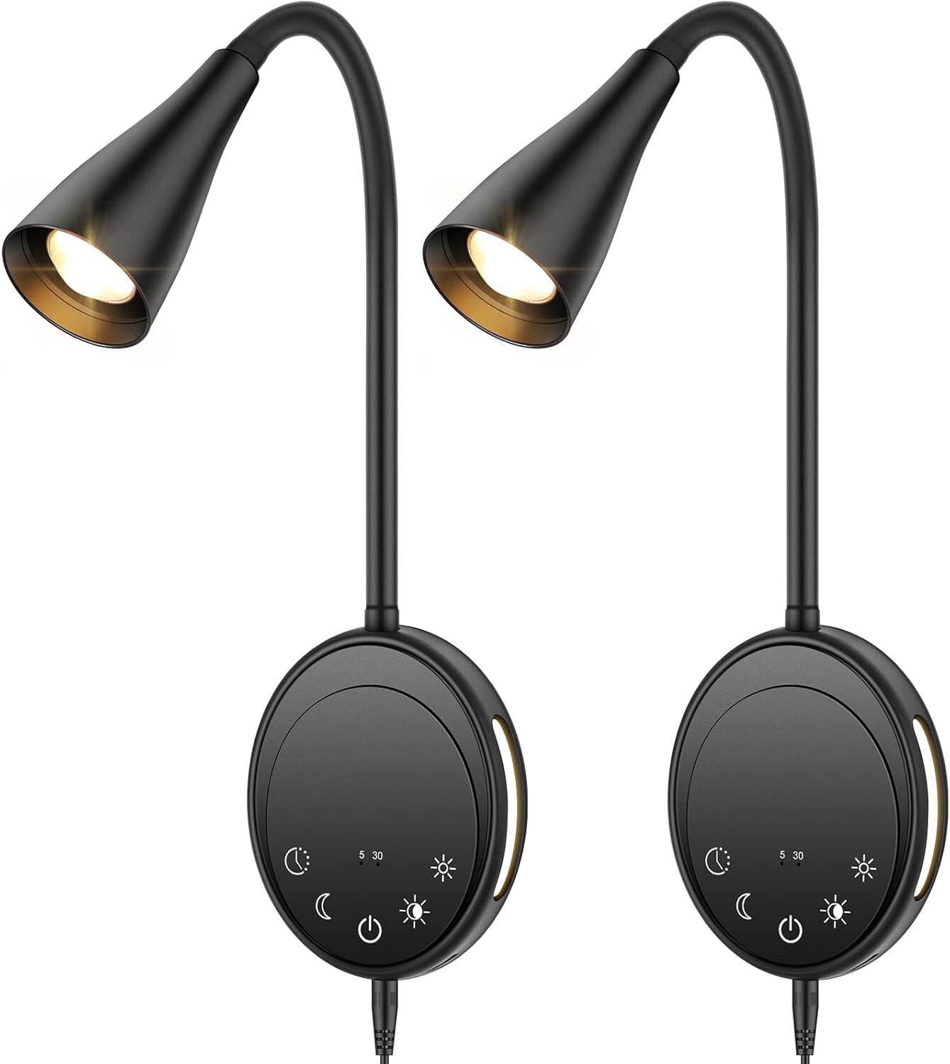 5-Level Dimmable LED Wall Sconce with Flexible Gooseneck & Night Light Feature