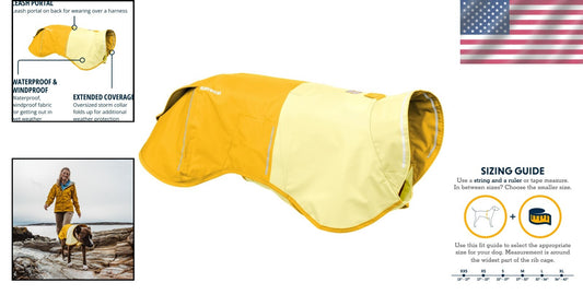 Lightweight Windproof Dog Jacket with Reflective Trim - Small Mineral Yellow