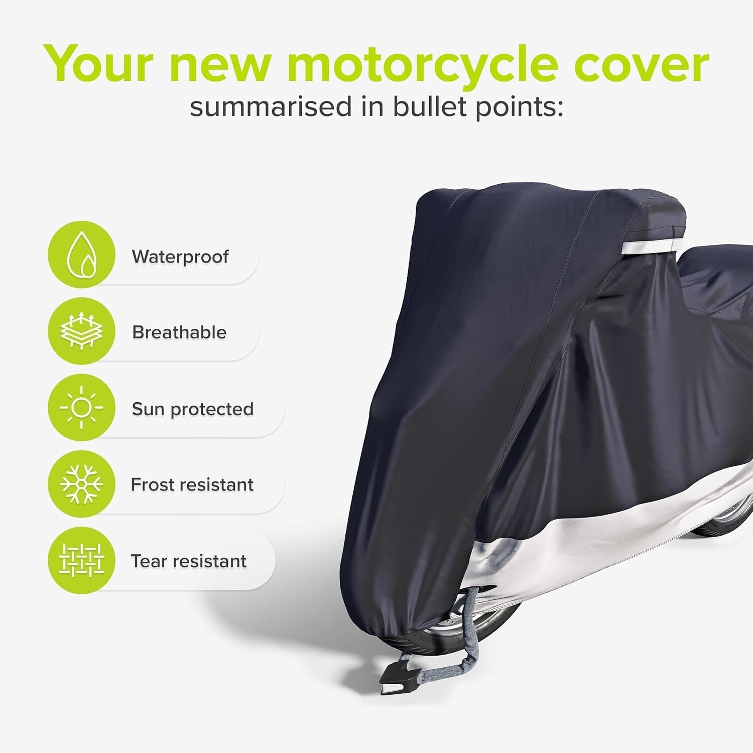 Breathable Waterproof Motorcycle Cover - Easy Fit & Reinforced Security Openings